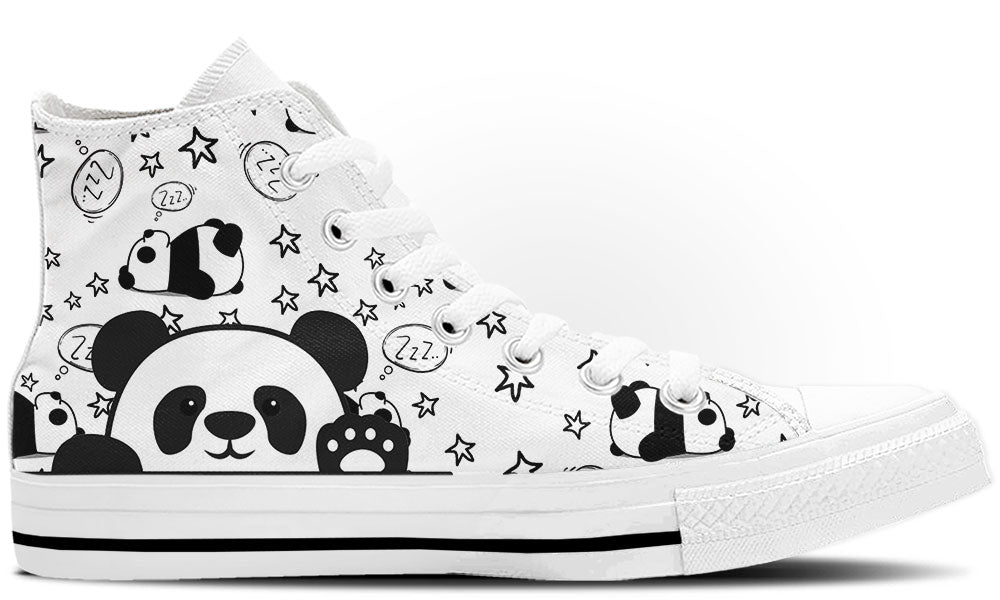 Custom Kiks Lazy Panda Doodle High-Top Shoes – Cute & Comfy Sneakers